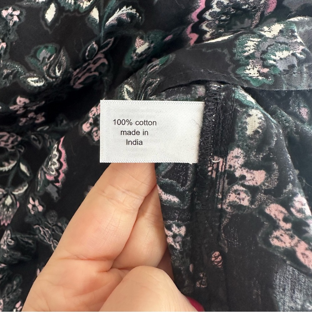 Lane Bryant Lace-Yoke Floral Long-Sleeve Blouse in Black and Pink - Picture 6 of 6